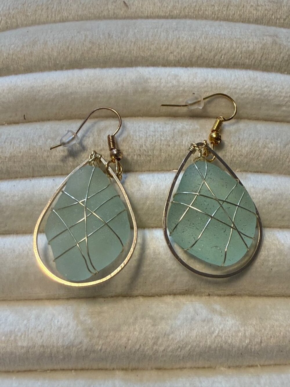 New Caribbean Mist – Dominican Republic Sea Glass Teardrop Earrings